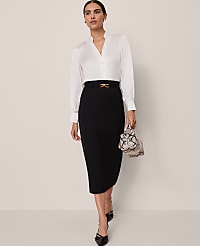 Petite Belted Pencil Skirt in Ponte carousel Product Image 1
