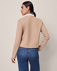 Ruffle Neck Cardigan in Ponte carousel Product Image 2