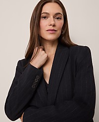 The Longline Blazer in Pinstripe carousel Product Image 1