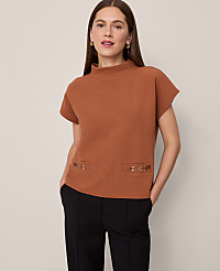 Horsebit Mock Neck Top carousel Product Image 1