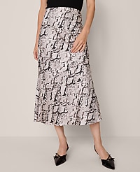 Snake Print Satin Bias Slip Skirt carousel Product Image 2