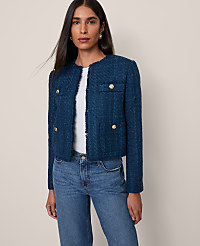The Cropped Crew Neck Jacket in Tweed carousel Product Image 1