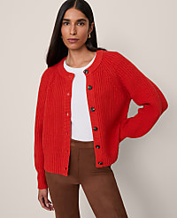 Chunky Ribbed Crew Neck Cardigan carousel Product Image 1