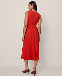 Petite Belted Pleated Midi Dress carousel Product Image 2