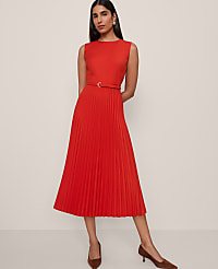 Belted Pleated Midi Dress carousel Product Image 1