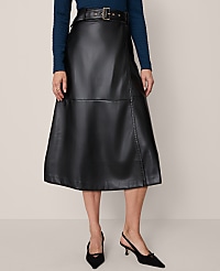 Petite Faux Leather Belted Wrap Skirt carousel Product Image 2