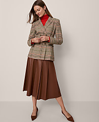 Petite Faux Leather Pleated Midi Skirt carousel Product Image 4
