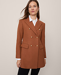 Petite Fitted Long Double Breasted Coat carousel Product Image 2