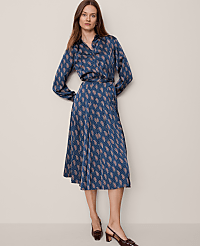 Paisley Pleated Flare Midi Dress carousel Product Image 1