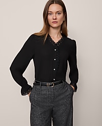 Lace Ruffle Trim Blouse carousel Product Image 1