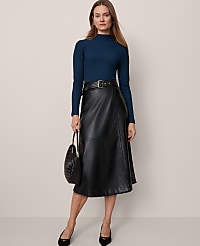Petite Faux Leather Belted Wrap Skirt carousel Product Image 1