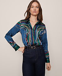 Chain Link Print Satin Essential Shirt carousel Product Image 1
