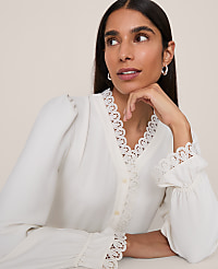Lace Ruffle Trim Blouse carousel Product Image 1
