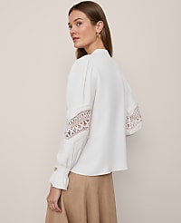 Petite Lace Trim Blouse carousel Product Image 2