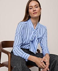 Chain Link Print Satin Bow Blouse carousel Product Image 1