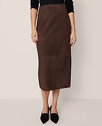 Studio Collection Seamed Pencil Skirt in Suede carousel Product Image 2