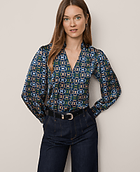 Chain Link Print V-Neck Popover carousel Product Image 1