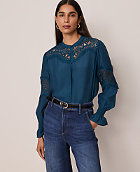 Petite Lace Trim Blouse carousel Product Image 3