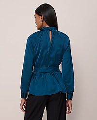 Petite Satin Tie Waist Blouse carousel Product Image 2