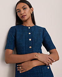 Tweed Crew Neck Shift Dress carousel Product Image 3
