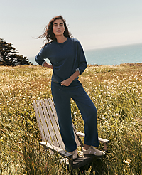 Haven Well Within Indigo Washed Cotton Fleece Crewneck Pullover carousel Product Image 4
