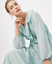 V-Neck Ruffle Maxi Dress carousel Product Image 1