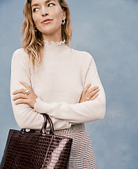 Petite Ruffle Trimmed Mock Neck Sweater carousel Product Image 1
