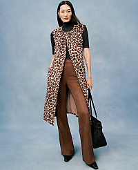 Petite Animal Print Belted Trench Vest carousel Product Image 1