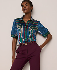 Chain Link Print Satin Blouse carousel Product Image 1