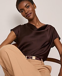 Satin Cowl Neck Top carousel Product Image 1
