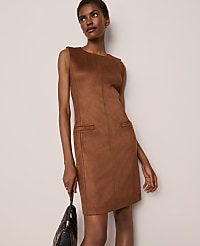 Faux Suede Seamed Sheath Dress carousel Product Image 1