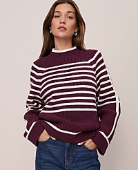 Petite Weekend Striped Mock Neck Sweater carousel Product Image 1