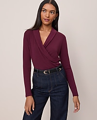 Petite Shawl Collar Wrap Top carousel Product Image 3