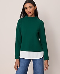Mixed Media Mock Neck Top carousel Product Image 1