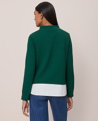 Mixed Media Mock Neck Top carousel Product Image 2