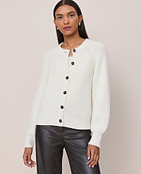 Chunky Ribbed Crew Neck Cardigan carousel Product Image 1