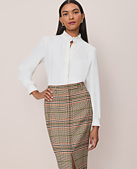 Ruffle Neck Satin Blouse carousel Product Image 1