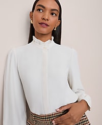Ruffle Neck Satin Blouse carousel Product Image 3