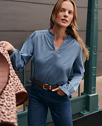 Weekend Chambray Ruffle Collar Popover carousel Product Image 1