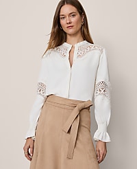 Petite Lace Trim Blouse carousel Product Image 3