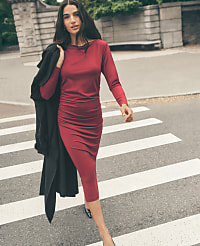 Ruched Knit Midi Dress carousel Product Image 1