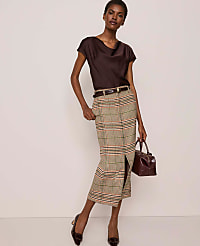 The Petite Trouser Column Midi Skirt in Plaid carousel Product Image 5