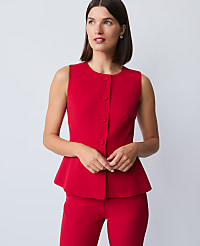 Petite Crew Neck Peplum Vest carousel Product Image 1