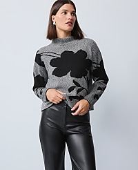 Herringbone Floral Jacquard Sweater carousel Product Image 1