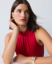 Satin Mock Neck Top carousel Product Image 3