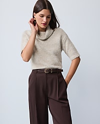 Turtleneck Elbow Sleeve Sweater Tee carousel Product Image 4