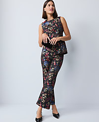 The Side-Zip Flare Pant in Floral Jacquard carousel Product Image 2