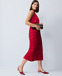 Petite Mixed Media Halter Sheath Dress carousel Product Image 2