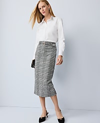Petite Plaid Belted Midi Pencil Skirt carousel Product Image 4