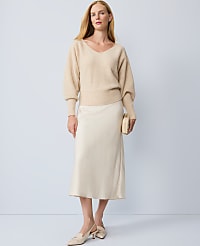 Petite Satin Bias Midi Slip Skirt carousel Product Image 1